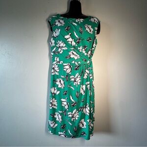 Laura Chic Floral Sleeveless Midi Dress in Green